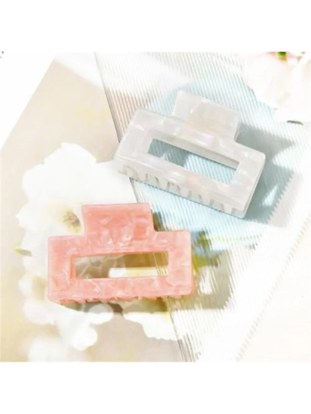 Small Hair Claw Clips Medium Acetate Square Hair Clips Tortoise Shell Cute